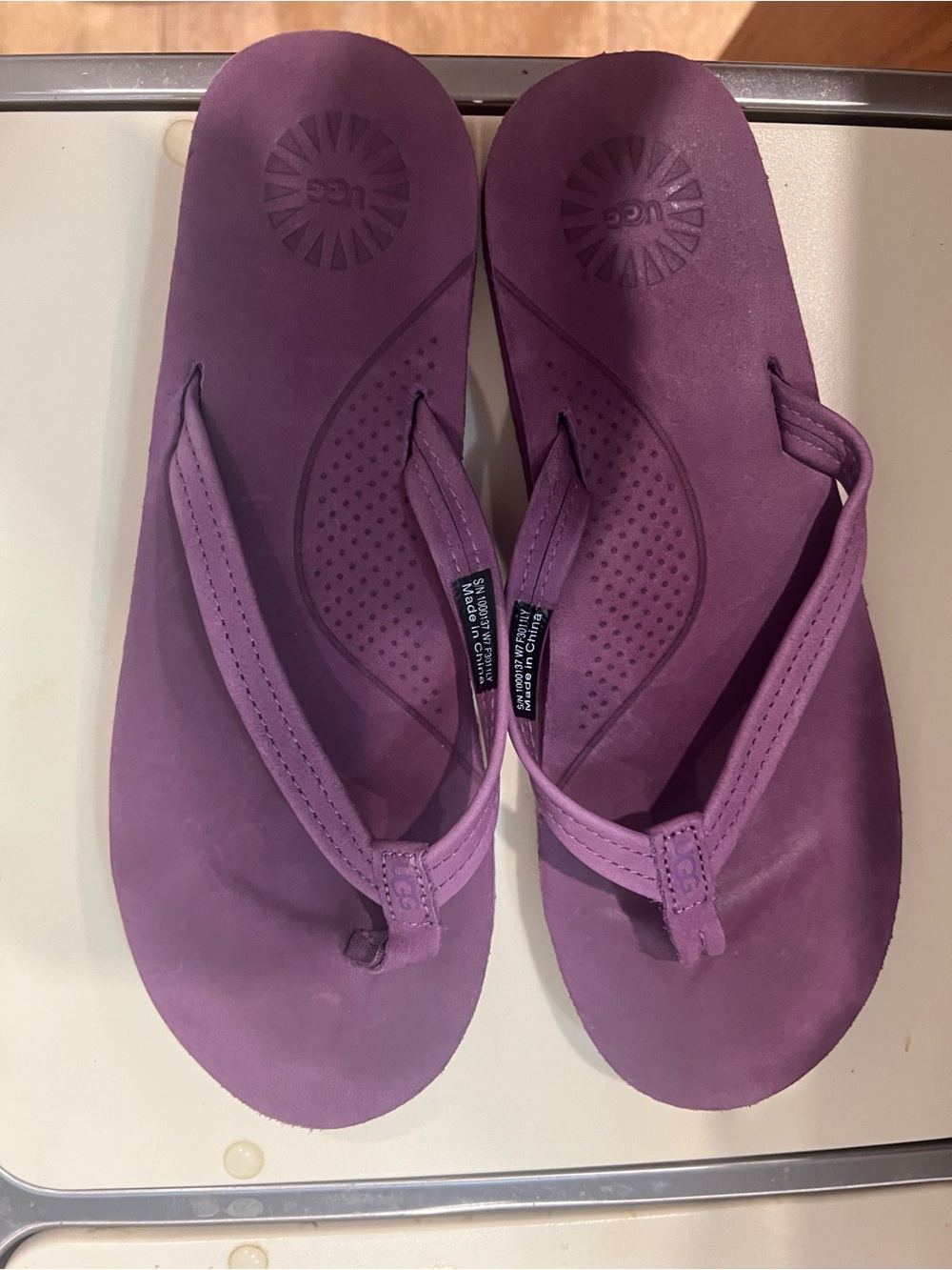 UGG Violet Suede Thong Sandals